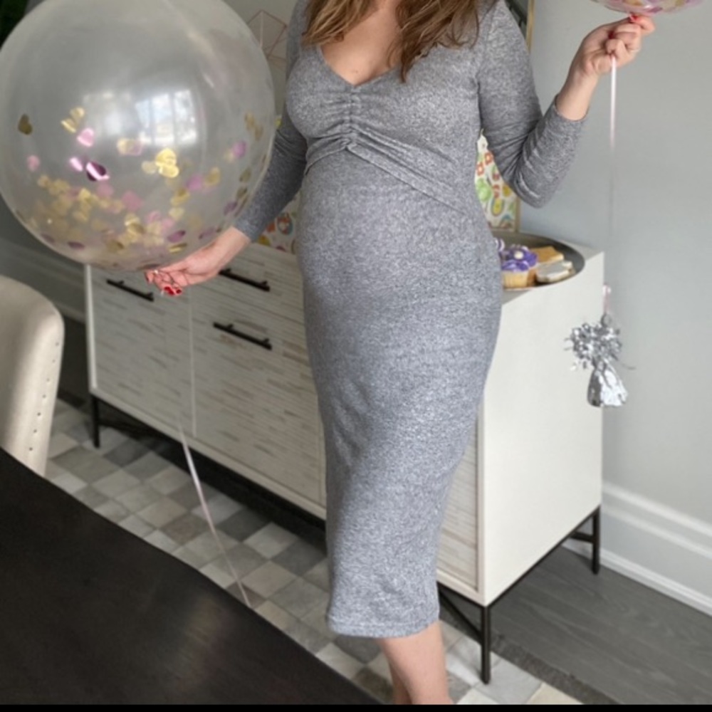 Butter Soft Midi Dress by Carry Maternity in Heather Grey